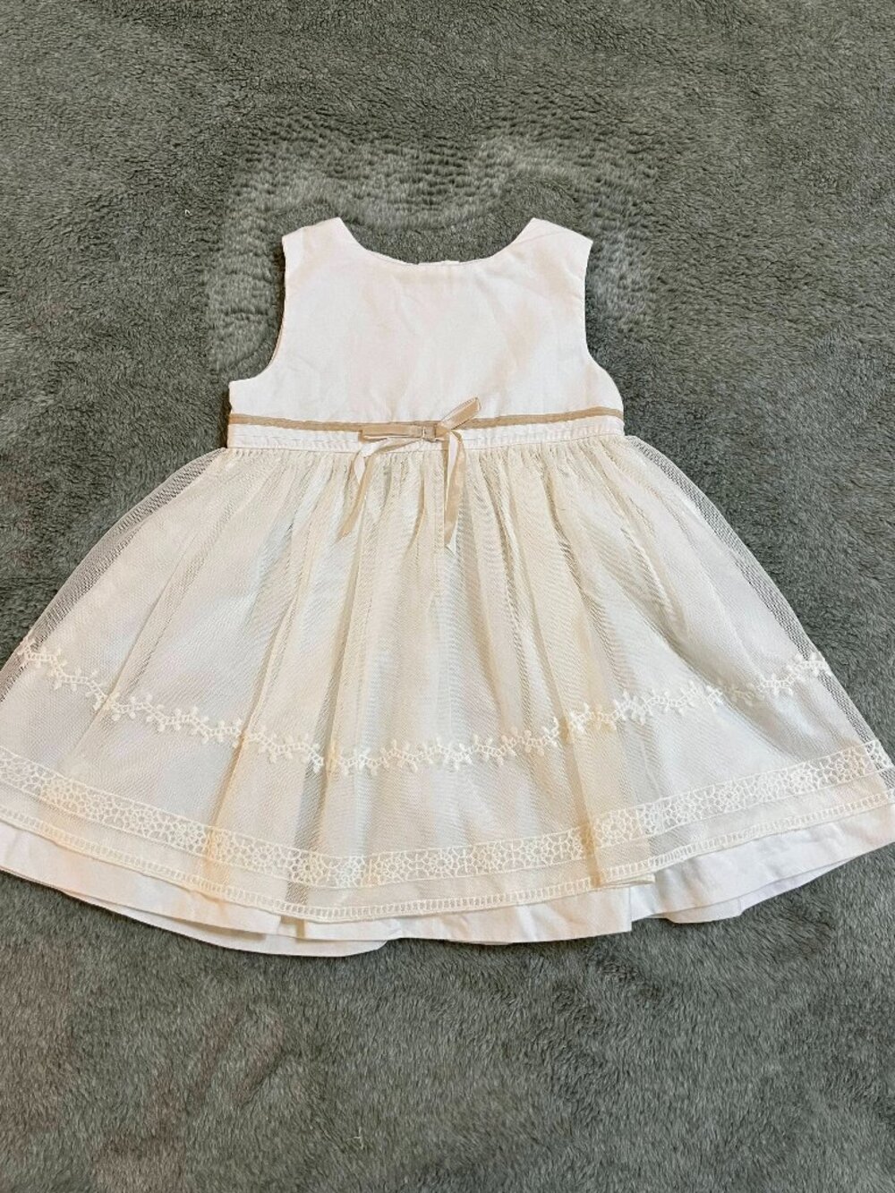 Carters Baby Girls Dress Size 9 Months Ivory Lace Overlay Formal Occasion Summer